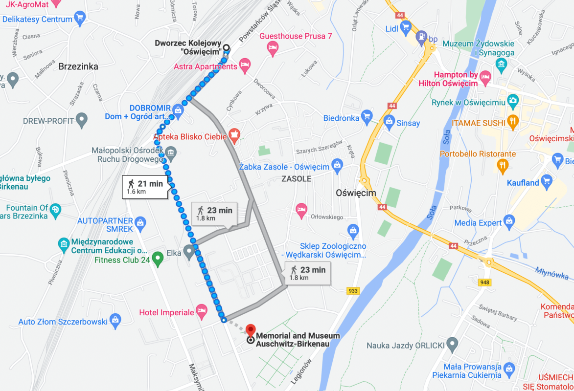 Walking direction Auschwitz