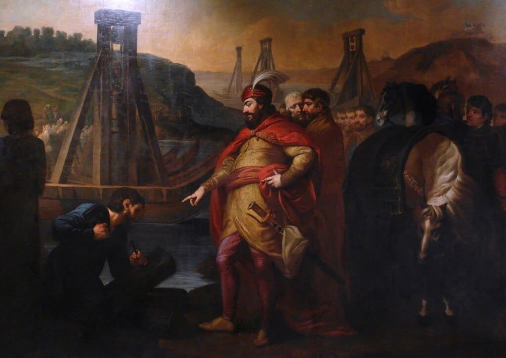 Boleslaw the Brave in a painting, turned left with right hand pointing down, left hand on hip-against a dark backdrop with people behind him and kneeling in front of him. how many times has poland been invaded